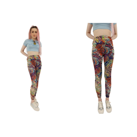 kolorwe elastyczne legginsy wygodne ornament | Lapciucha.pl