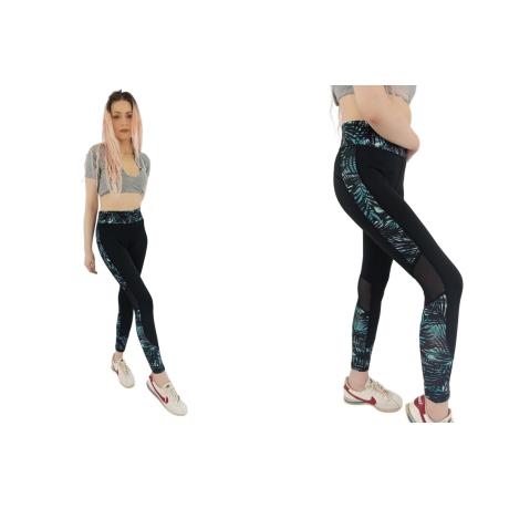 new look sportowe legginsy z siateczką liście | Lapciucha.pl
