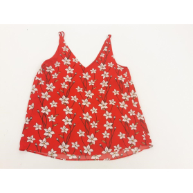 PAPAYA modna BLUZKA TOP na lato KWIATY czerwo | Lapciucha.pl