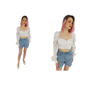 prettylittlething satynowa bluzka crop top bi | Lapciucha.pl