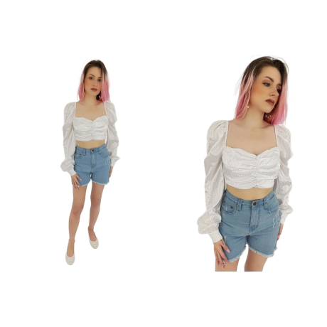 prettylittlething satynowa bluzka crop top bi | Lapciucha.pl