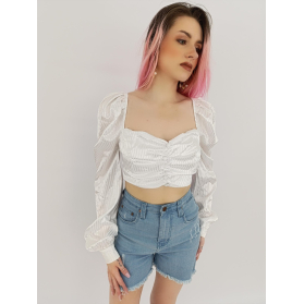 prettylittlething satynowa bluzka crop top bi | Lapciucha.pl