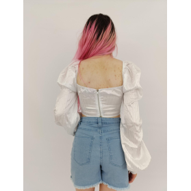 prettylittlething satynowa bluzka crop top bi | Lapciucha.pl