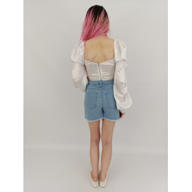 prettylittlething satynowa bluzka crop top bi | Lapciucha.pl