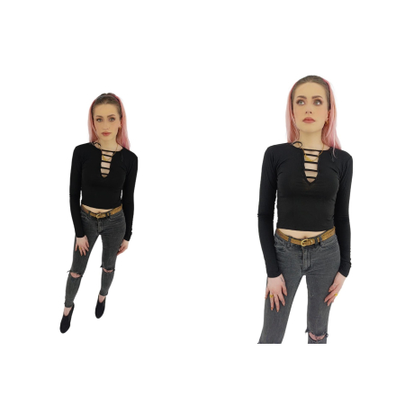 select dresowa bluzka crop top z długim rękaw | Lapciucha.pl