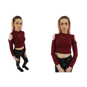style plus elastyczna bluzka crop top z odkry | Lapciucha.pl