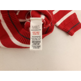 M&S świąteczny SWETEREK w paski Z MISIEM czer | Lapciucha.pl