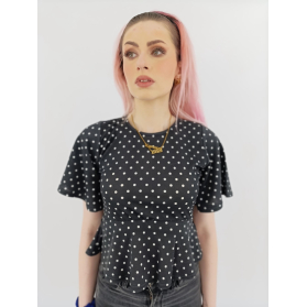 boohoo stylowa bluzka w groszki retro z falba | Lapciucha.pl