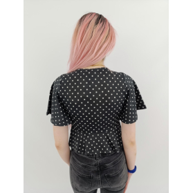 boohoo stylowa bluzka w groszki retro z falba | Lapciucha.pl