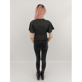 boohoo stylowa bluzka w groszki retro z falba | Lapciucha.pl