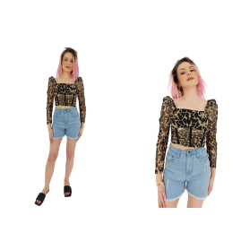 select siateczkowa bluzka crop top gorsetowa | Lapciucha.pl