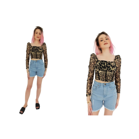 select siateczkowa bluzka crop top gorsetowa | Lapciucha.pl