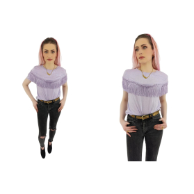 next dresowa bluzka z frędzlami modna liliowa | Lapciucha.pl