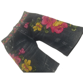 Elastyczne LEGGINSY KOLARKI a'la jeans KWIATY | Lapciucha.pl