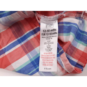 F&F bawełniana KOSZULA z printem KRATKA _ 12m | Lapciucha.pl