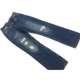 MATALAN jeansowe SPODNIE slim Z DZIURAMI navy | Lapciucha.pl