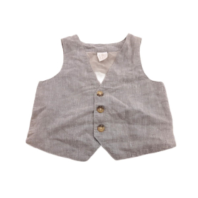 H&M lniana KAMIZELKA elegancka MELANŻ _ 74cm | Lapciucha.pl