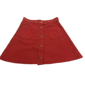 MONKI jeansowa SPÓDNICZKA trapezowa MODNA red | Lapciucha.pl