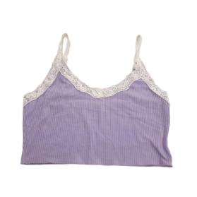 SHEIN dzianinowy TOP do spania Z KORONKĄ purp | Lapciucha.pl