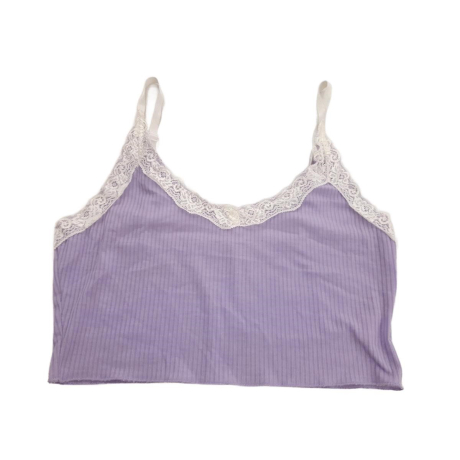 SHEIN dzianinowy TOP do spania Z KORONKĄ purp | Lapciucha.pl