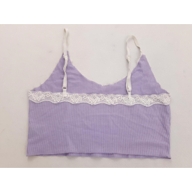 SHEIN dzianinowy TOP do spania Z KORONKĄ purp | Lapciucha.pl