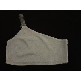 FEMME LUXE błyszcząca BLUZKA CROP TOP srebrna | Lapciucha.pl