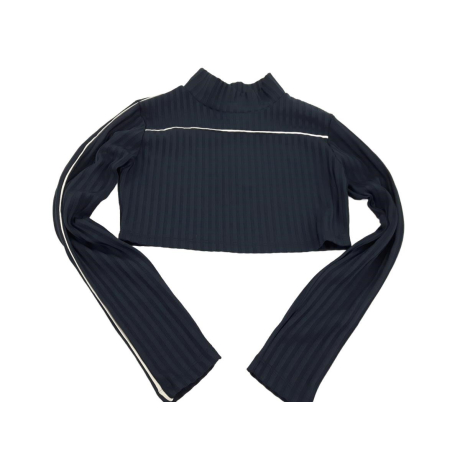 ASOS granatowa BLUZKA CROP TOP z długim rękaw | Lapciucha.pl
