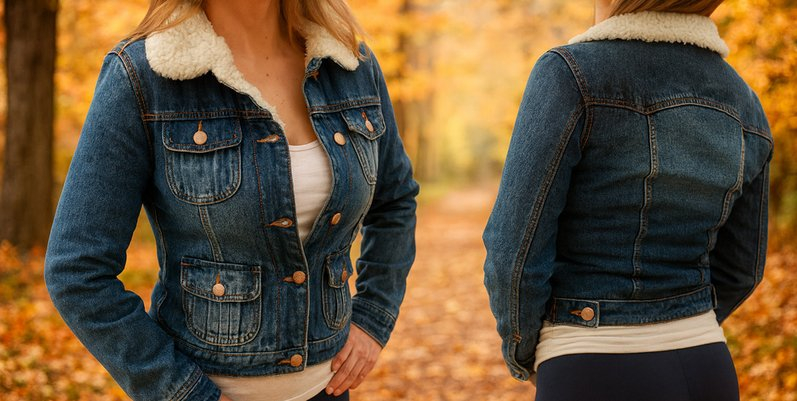 DENIM CO jeansowa KURTKA KATANA z barankiem _ 38